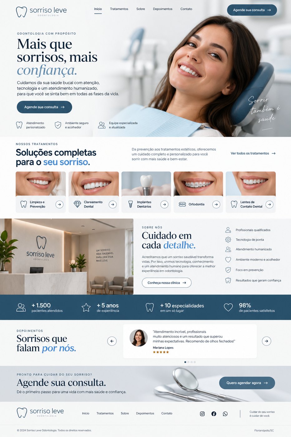 Site one page de cl&iacute;nica odontol&oacute;gica