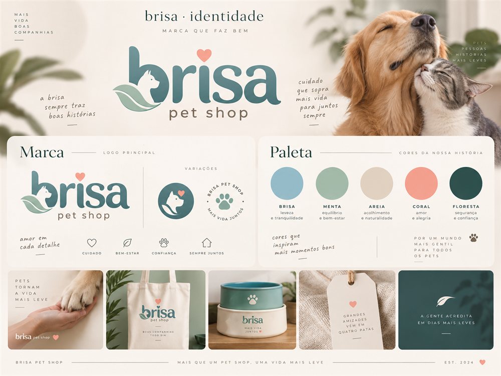 Identidade visual completa da Brisa Pet Shop